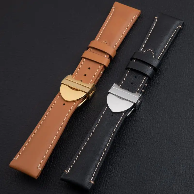 TINTAG 22mm Metal End Link Curved End With Italy Genuine Leather Watchband For TUDOR Strap 41mm Black Bay GMT Belt Fold Buckle