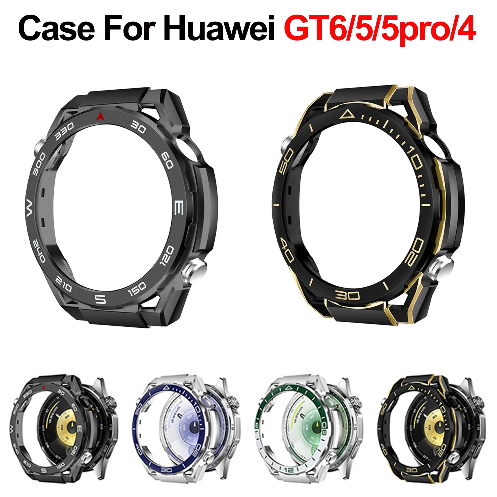 حافظة لهاتف هواوي ساعة GT 6/5/4 46 مللي متر واقي للشاشة حافظة ناعمة من البولي يوريثان غطاء ممتص للصدمات شامل لساعة GT5 Pro ملحقات