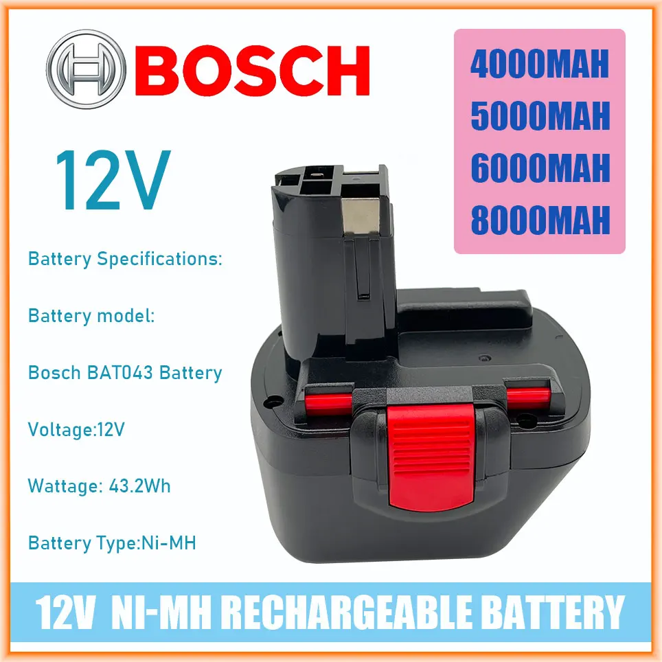 

For Bosch 12V Rechargeable Ni-MH Power Tool Battery 4800MAH 6800MAH 9800MAH BAT043 D70745 PSR12 GSB12 GSR12 BAT038 BAT045 BAT040