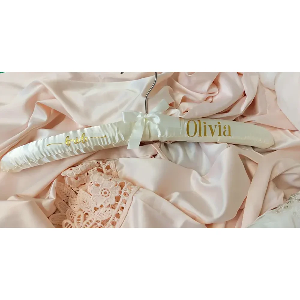 

Custom Bride Wedding Dress Hanger with Bow Satin Gowns Hanger Bride To Be Bridal Shower Engagement Bachelorette Hen Party Gift