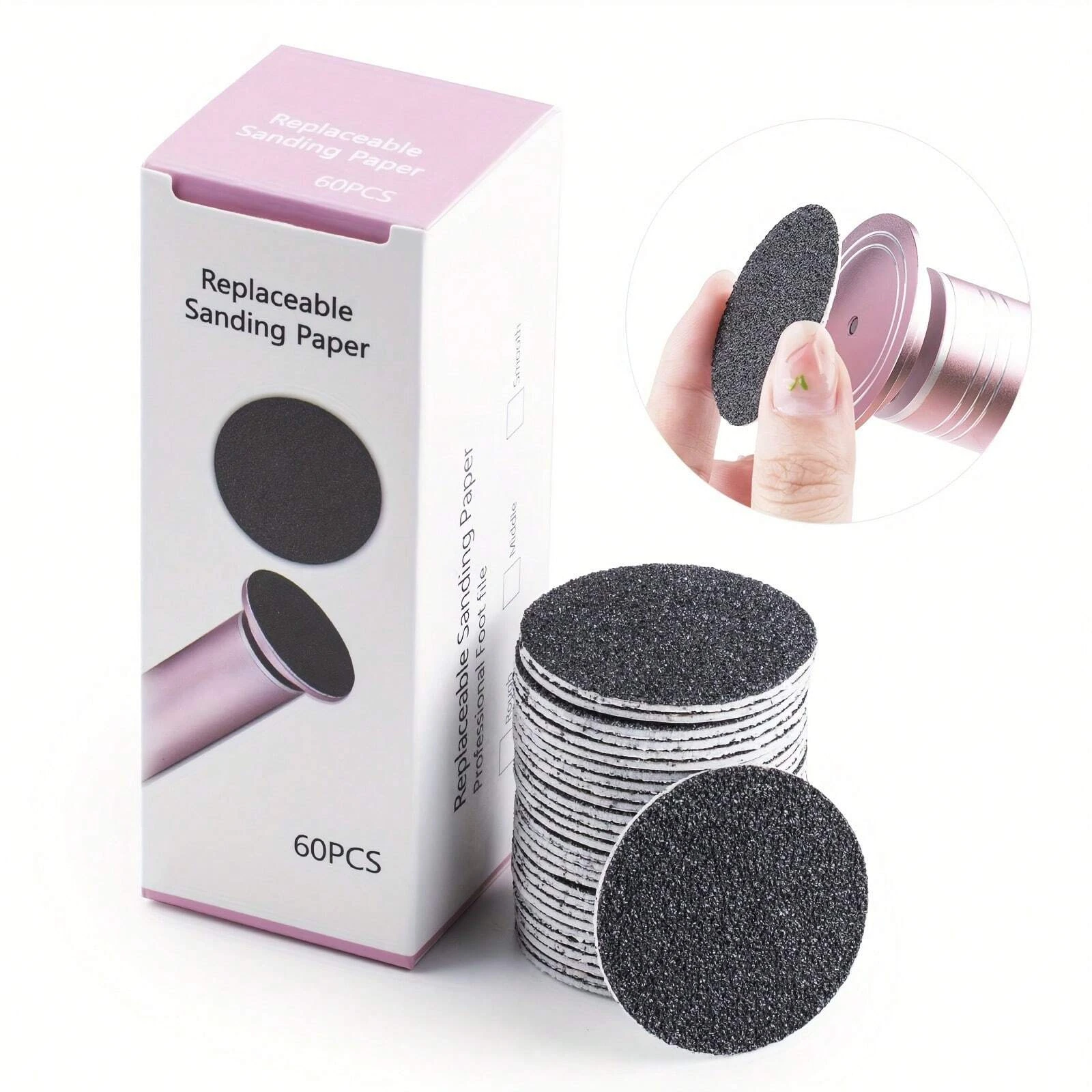 60 قطعة مزيج حصى ملف القدم الصنفرة أقراص 43 مللي متر حجم قياسي استبدال منصات ل آلة باديكير كهربائية قيمة كومبو مجموعة إزالة #4