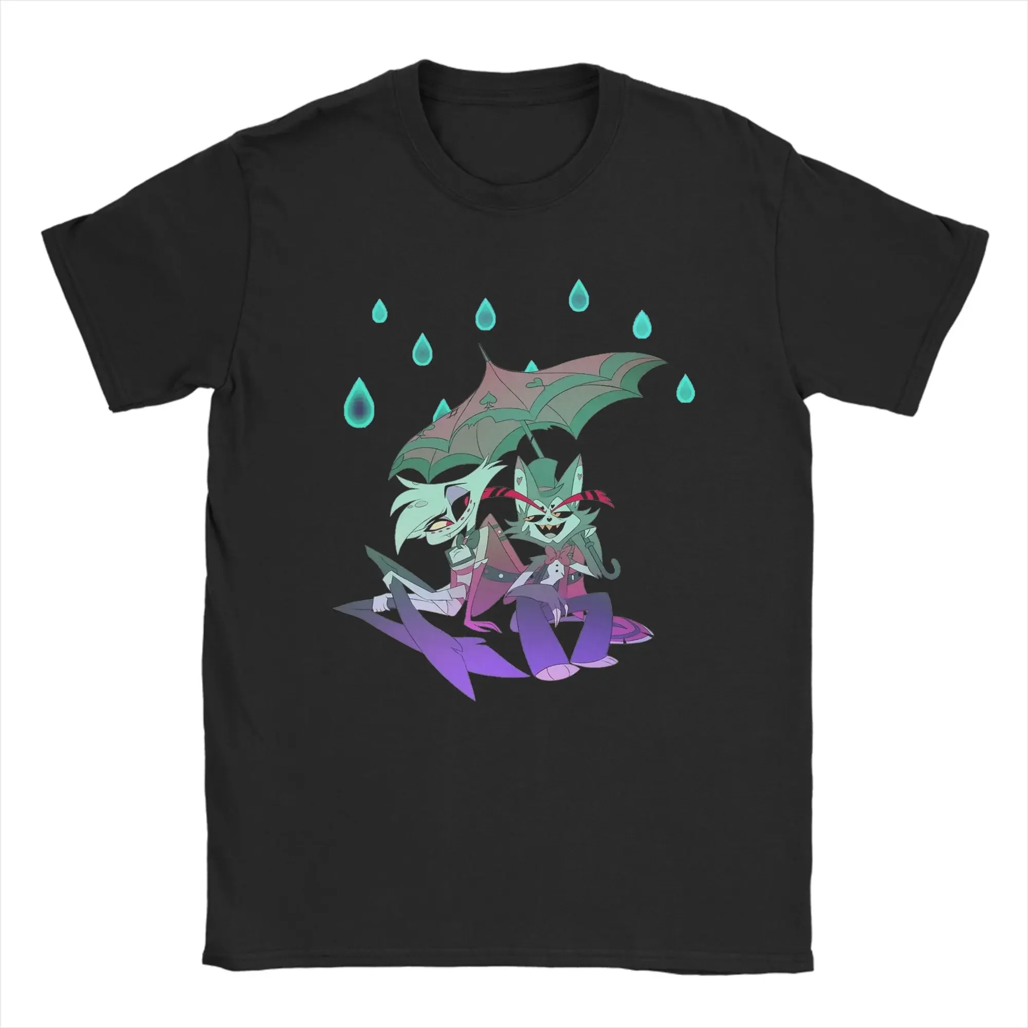 

Fashionable and Fun Hazbin Hotel Graphic Tee Cartoon Men Breathable Cotton Short Sleeve T-shirt