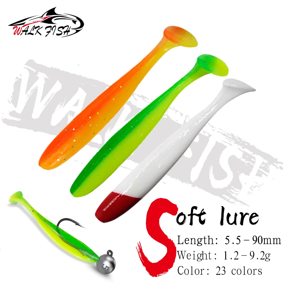 WALK FISH Fishing Lures 55mm 63mm 70mm 90mm 120mm Wobblers Carp Fishing Soft Lures Silicone Artificial Plastic Baits Tackle