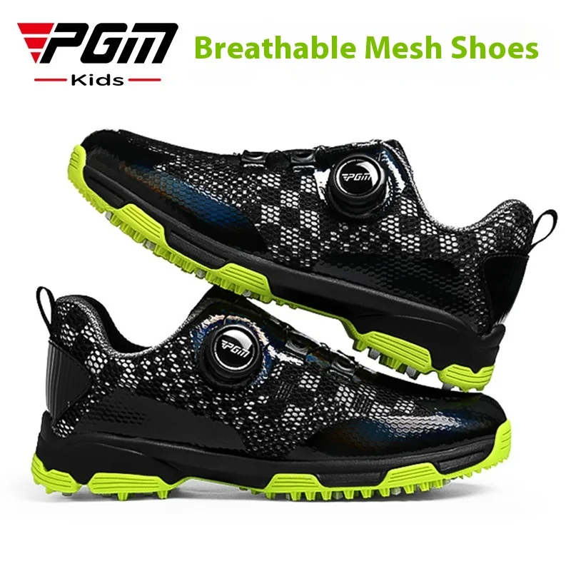 

PGM Golf shoes for Kids teen Breathable mesh Fabric sneakers knobs lace non-slip shoes Stud shoes for men