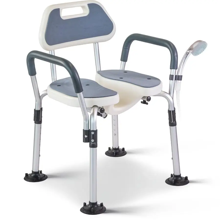 Silla de Ducha en Forma de U con 6 Niveles Ajustables, Patas Antideslizantes para Lavado Privado, Ancianos, Discapacitados, Personas Mayores y Previamente a la Operación