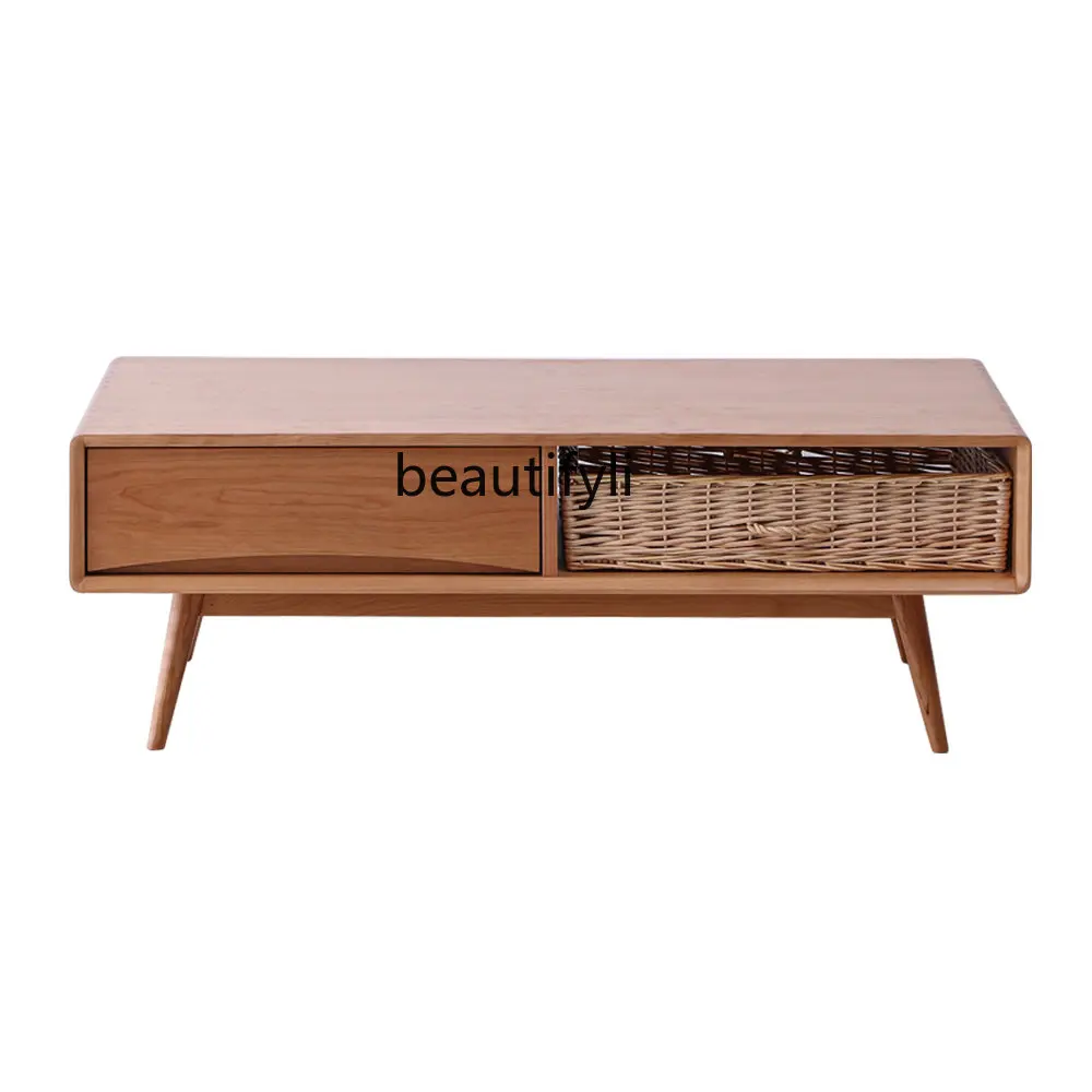 

Nordic Solid Wood Coffee Table Light Luxury Living Room Simple Small Apartment Wooden Complete Set wood table furniture