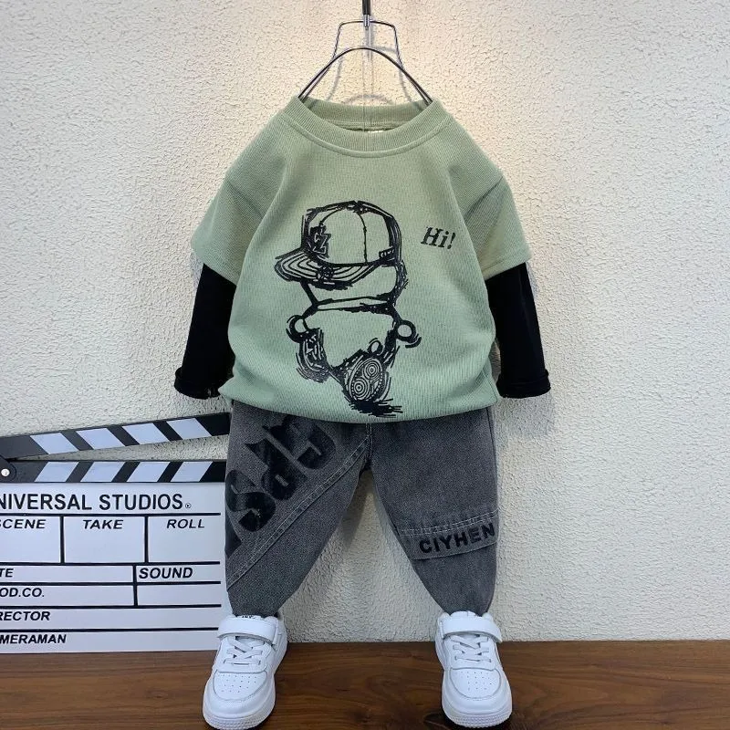 

4-10 Years Children Clothing Set Boys Casual Clothes Kids Fashion Sweatshirt And Pants 2 Pcs Baby Spring and Autumn Tracksuits