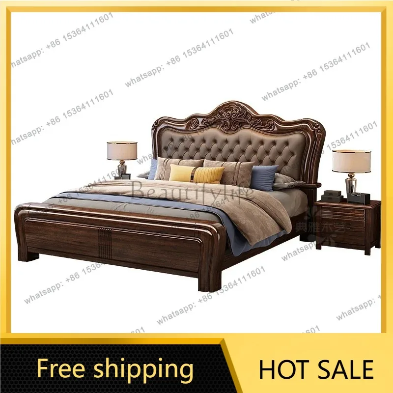 FG Princess Bedroom Double Bed Waterproof Italian Luxury Frames Double Bed Platform Wooden Modern Cama Matrimonio Home Furniture