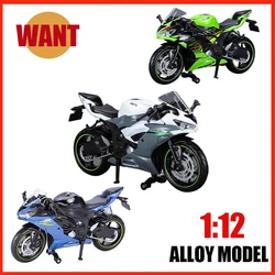 1:12 Kawasaki Ninja ZX-6R Alloy Motorbike Diecast Model Super Sport High Simulation Toys Car Pull Back Children Gifts Collect