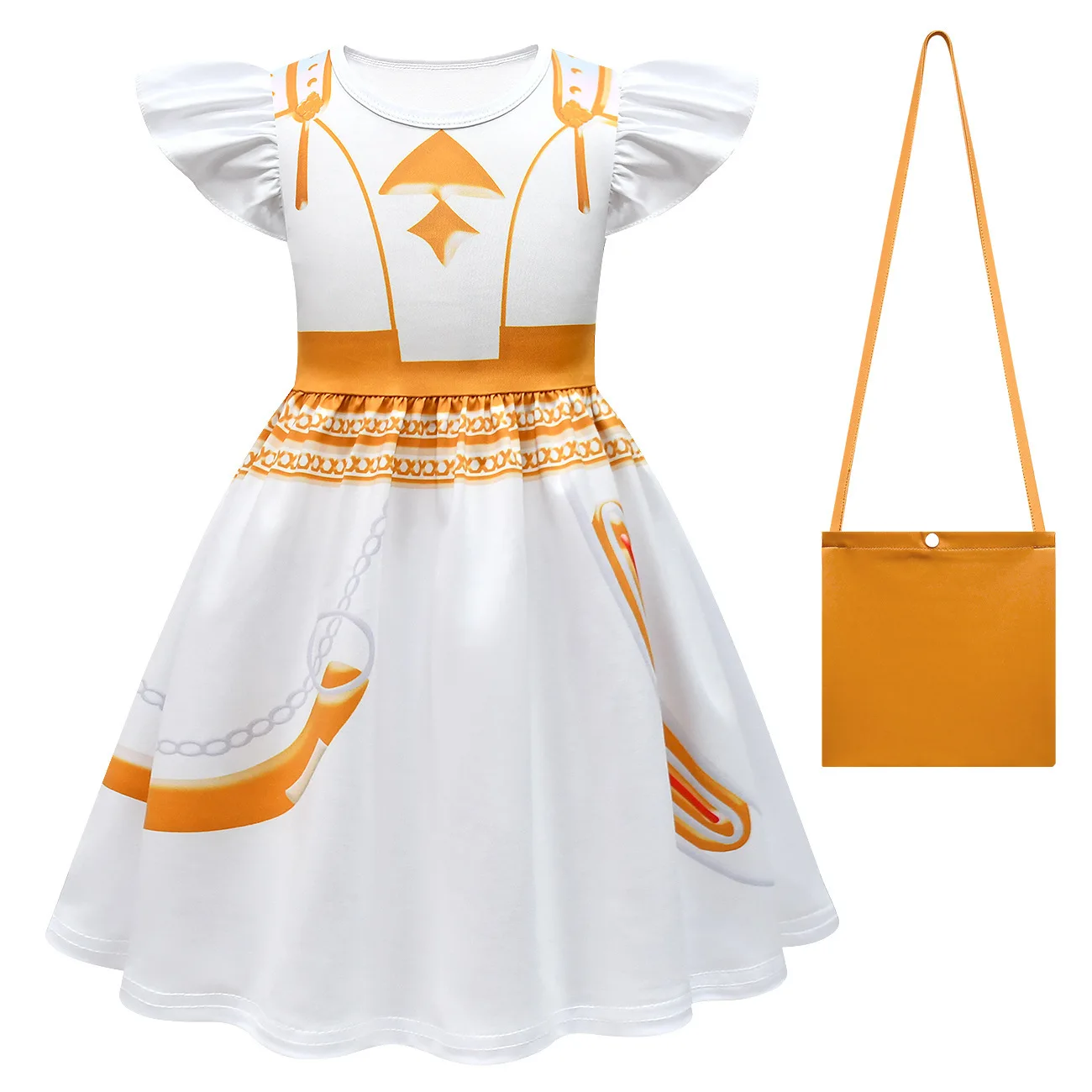 

Anime Kpop Hunters Kids Cosplay Costume Flying Sleeve Princess Dress With Bag For Girls Halloween Carnival Party Dress Up Outfit