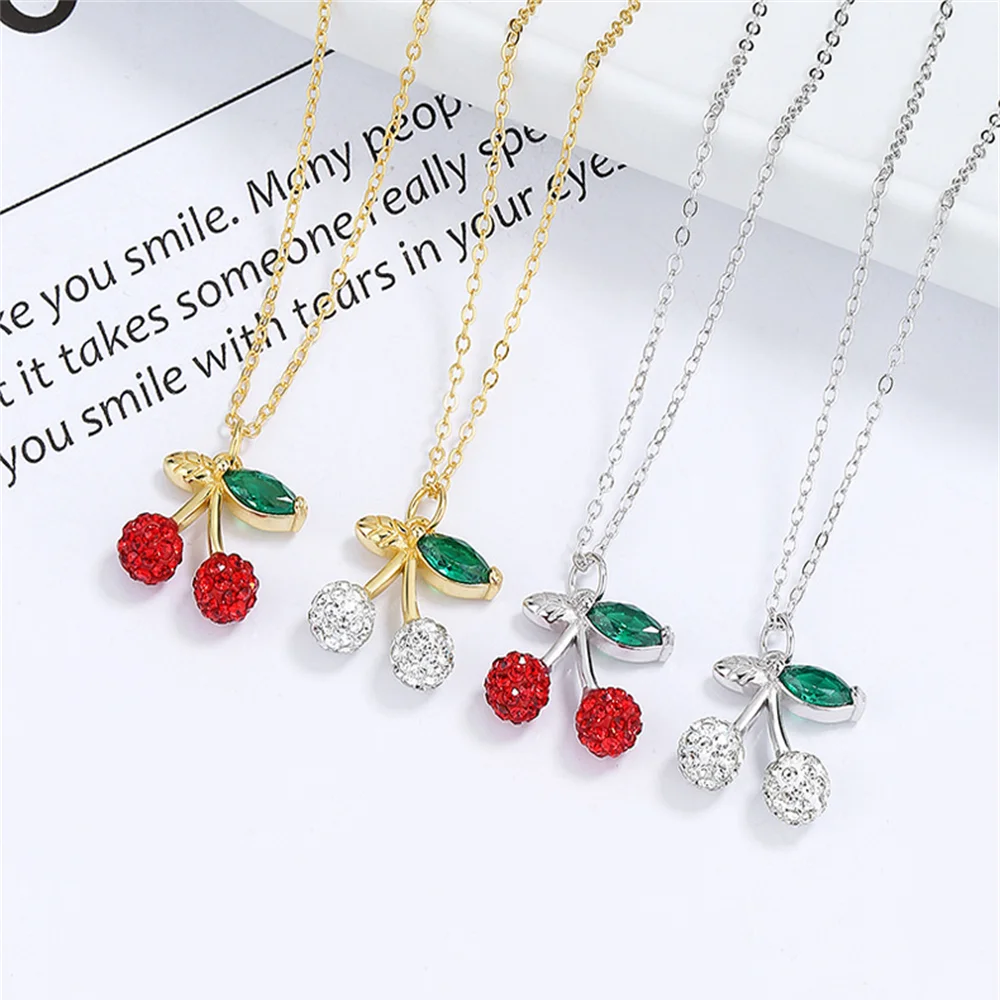 

925 Sterling Silver Cherry Collarbone Chain, Korean INS Style, Summer Niche Women's Jewelry
