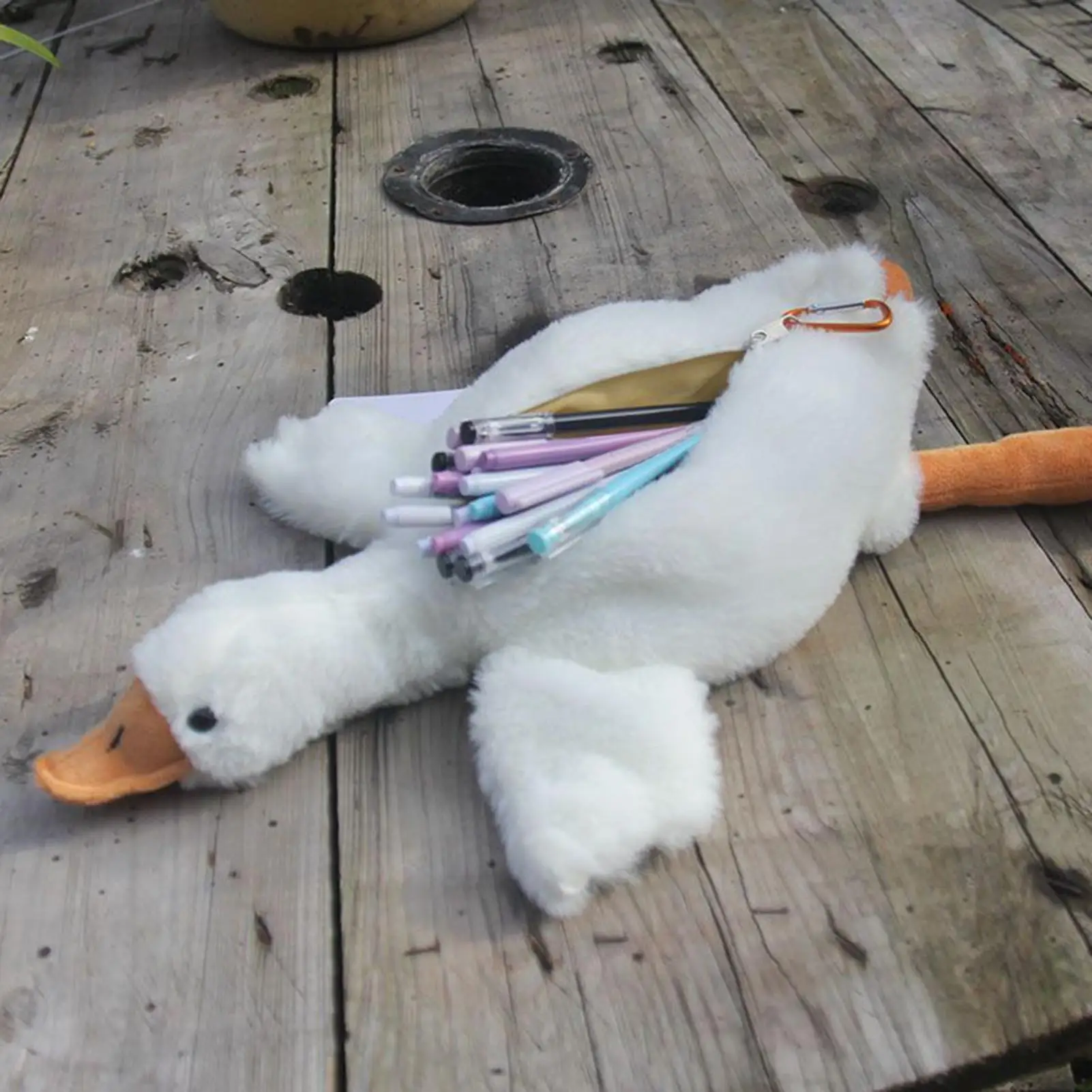 Bolsa para bolígrafos creativa, soporte para bolígrafos de pato, organizador de almacenamiento, estuche multifuncional para lápices, caja para bolígrafos de felpa, escuela y oficina