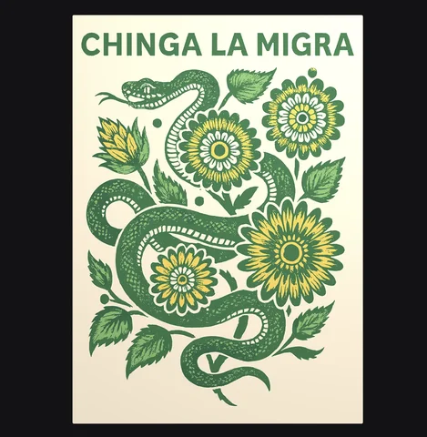 Boho Floral Snake Canvas Prints, Linocut Serpent Flower Poster, Green Botanical Wall Art for Living Room Bedroom Home Decor