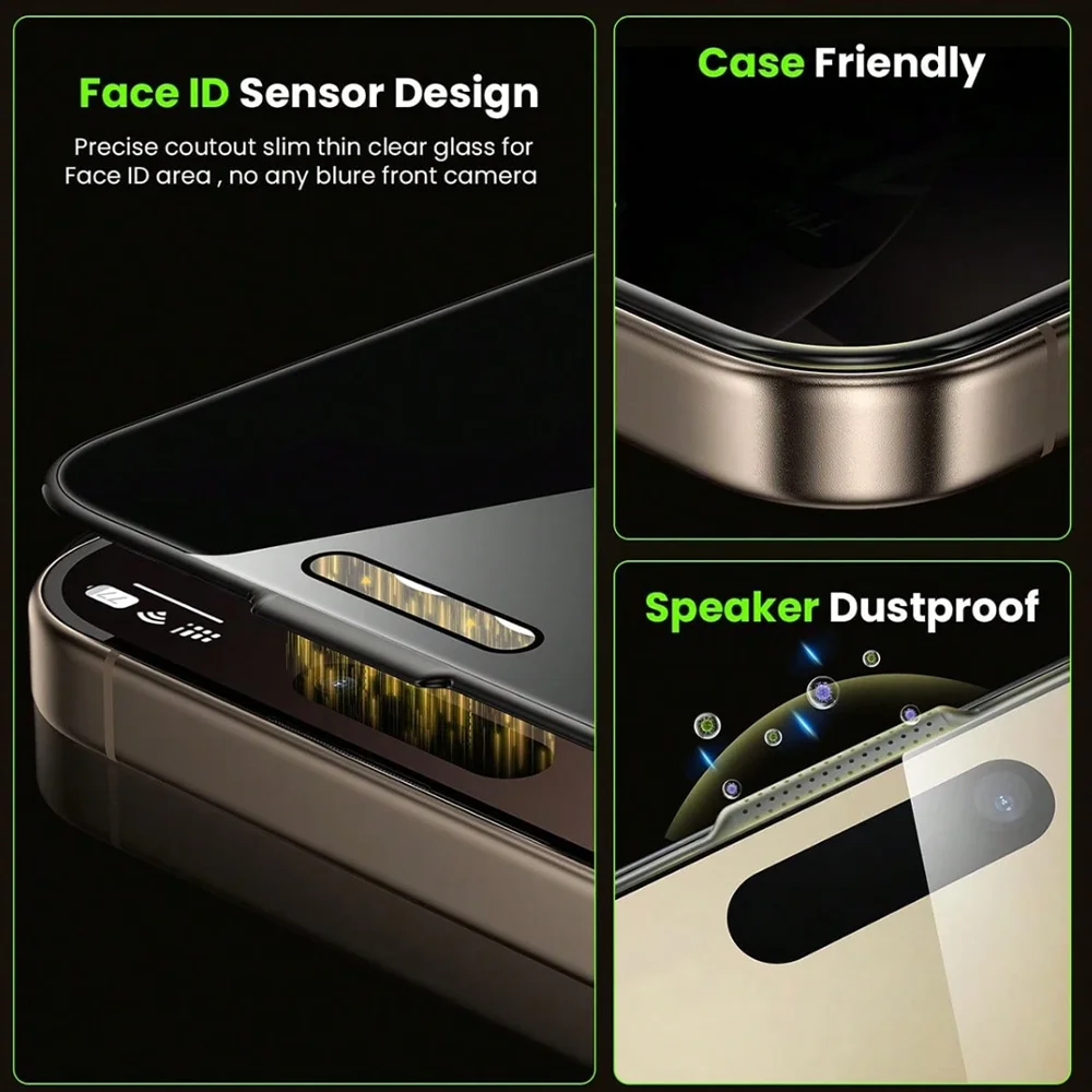 NNBILI 2 قطعة 360 درجة حامي شاشة الخصوصية مناسبة آيفون 17 16 15 14 13 12 11 برو ماكس 17Air 16E سلسلة آيفون المستخدمين