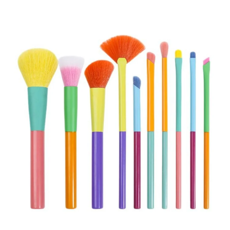 New10 – ensemble complet de pinceaux de maquillage aquarelle, outils de maquillage de beauté portables multicolores