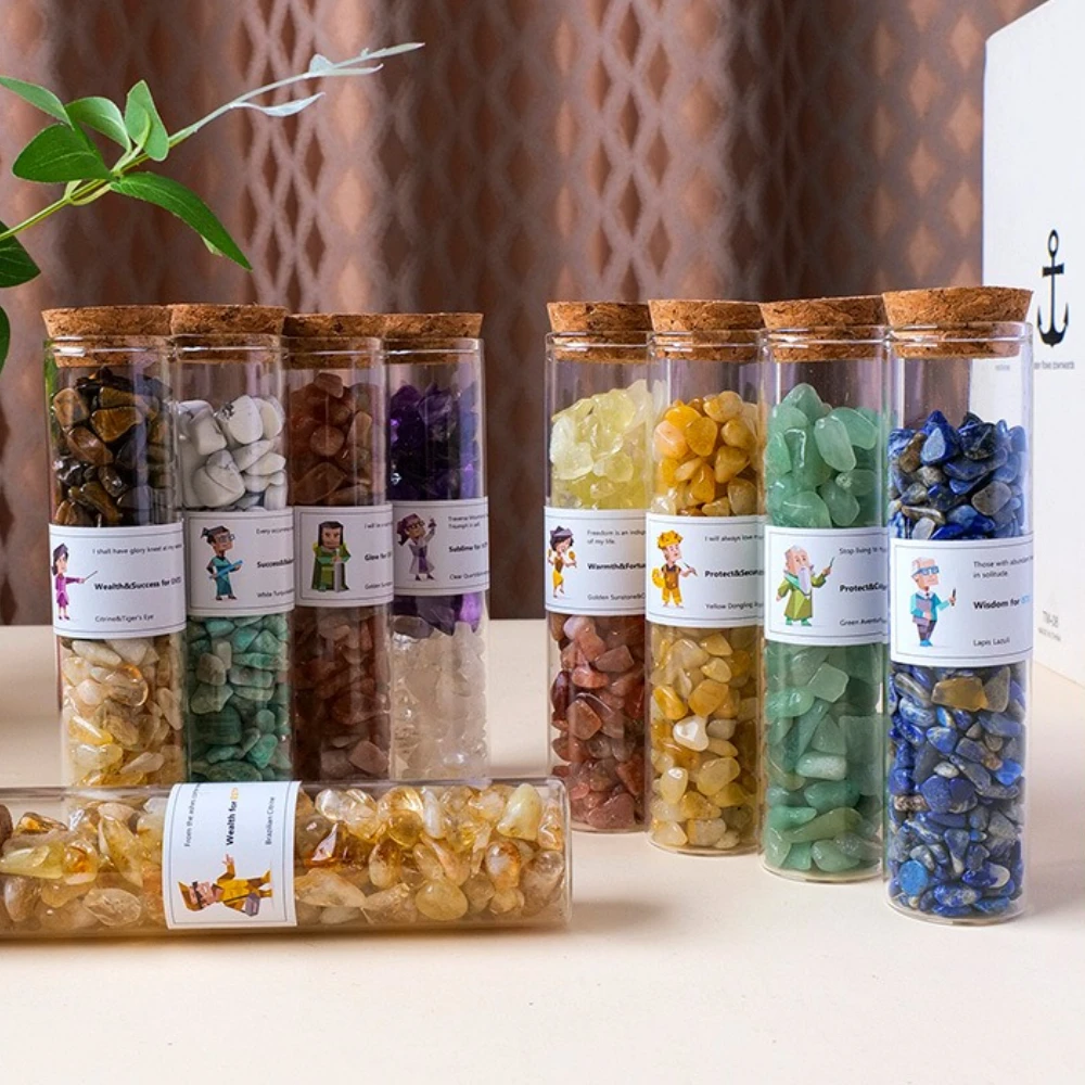 MBTI Natural Crystal Crushed Stone Type 16 Personality Creative Crystal Stone Glass Jar Decoration Crafts