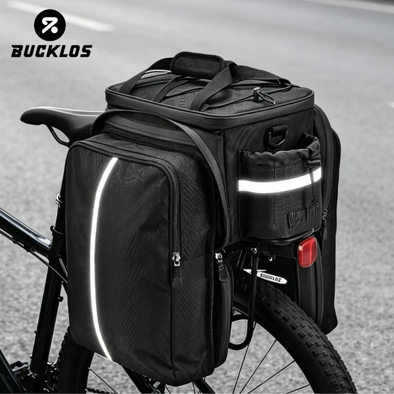 BUCKLOS Bicycle Carrier Bag 19L Rear Rack Durable Bike Trunk Bag Luggage Pannier Back Seat Double Side Bags Bycicle Accessories