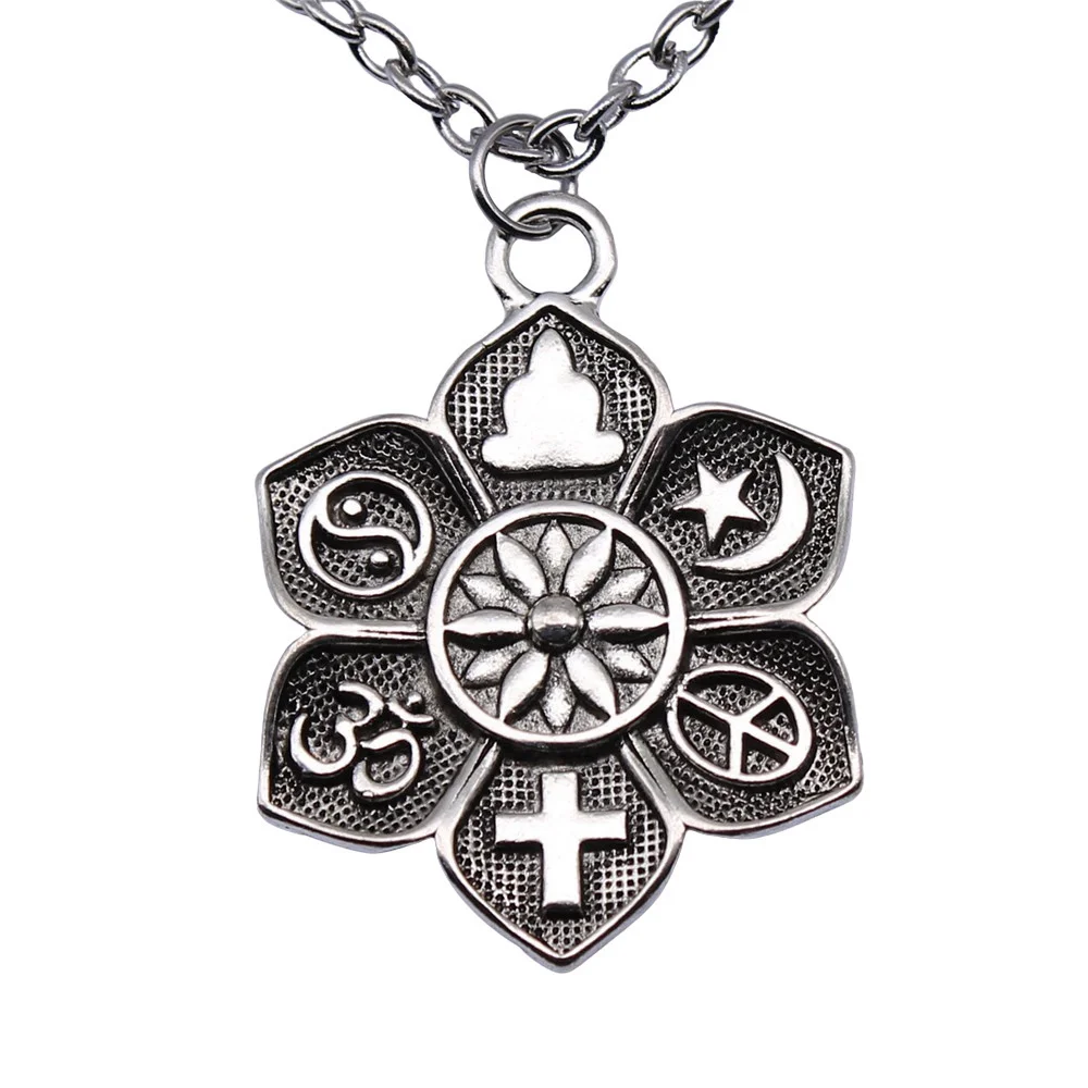 1pcs Religion Buddha Cross Om Taoist Peace Islam Woman Chains Materials Jewellery Wholesale Chain Length 70cm OR 45+4cm