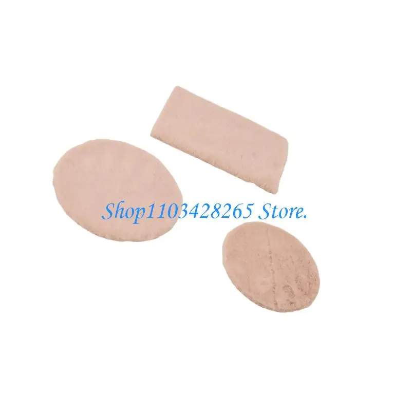 

3PCS Kids Playroom Miniature Rug Doll House Accessories Washable Plush Carpet G2TE