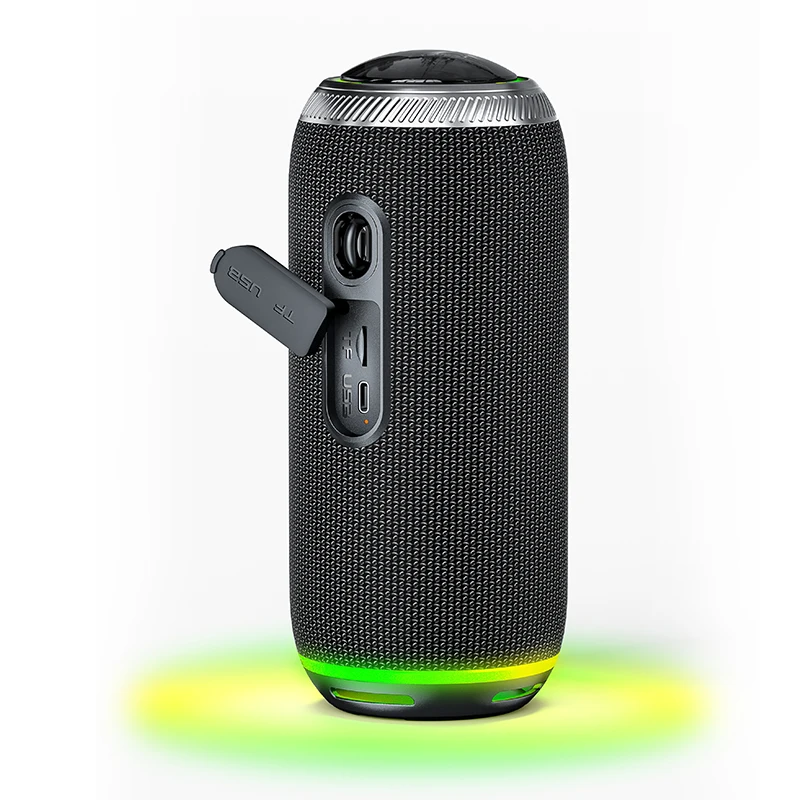 Rockmia EBS-616 Portable Powerful 16w Bass Speaker Bluetooth 5.3 Colorful RGB Light Fabric Mesh  Wireless Audio Boombox