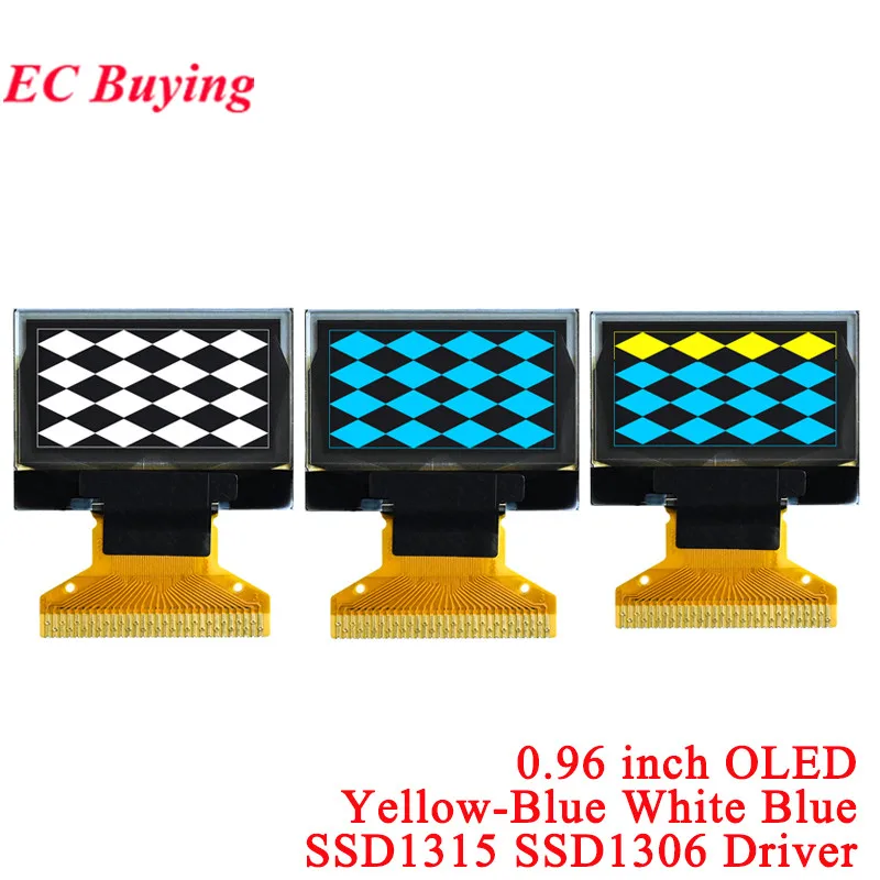 0,96" 0,96-calowy wyświetlacz OLED LCD Rozdzielczość 128*64 Żółto-niebieski Niebieski Biały 128X64 SSD1315 SSD1306 Sterownik I2C SPI 0,49"