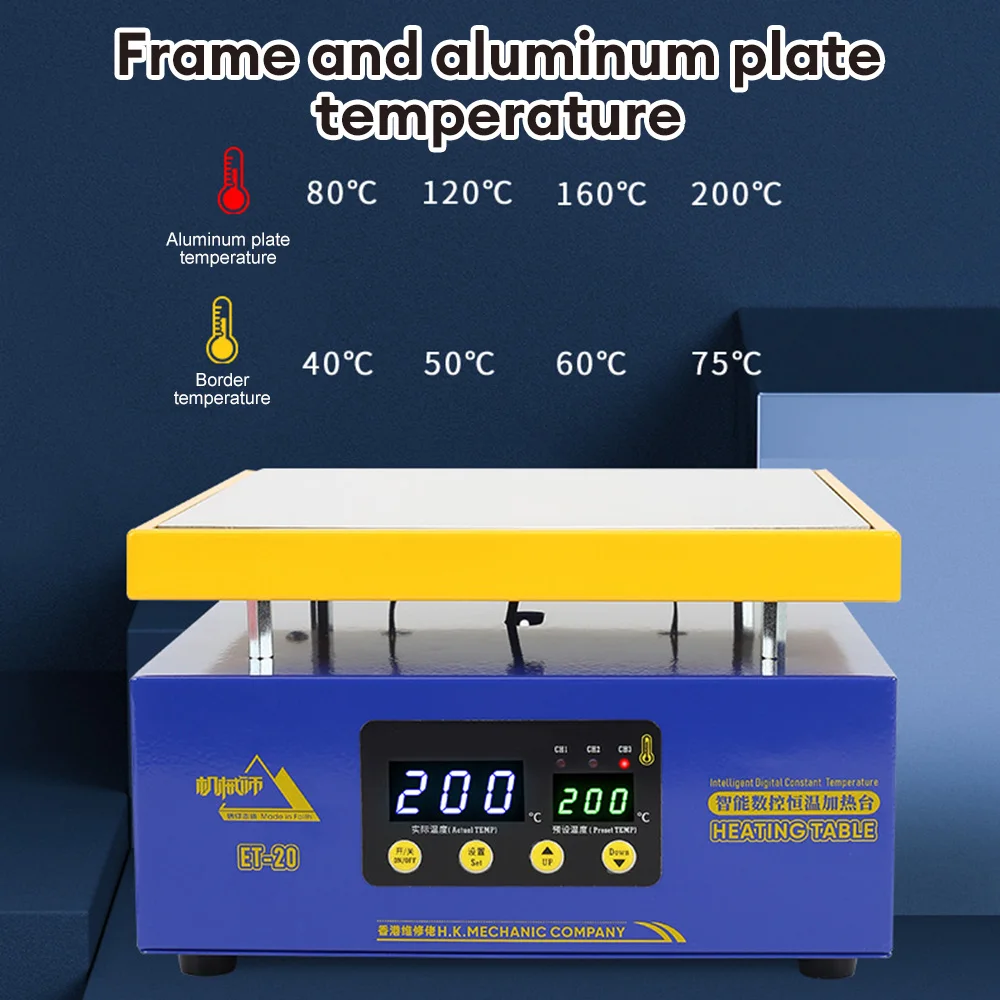 ET10 ET20 Heating Table Intelligent Digital Constant Temperature For Middle Frame Removing BGA Reballing PCB Preheating Platform