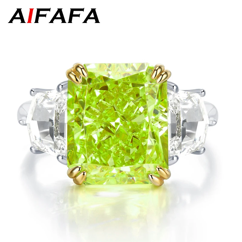 AIFAFA 100% S925 Sterling Silver Paraiba Rings For Women Lady Sparkling Ruby Diamond Sapphire Gemstone 10*12mm Jewelry Wholesale