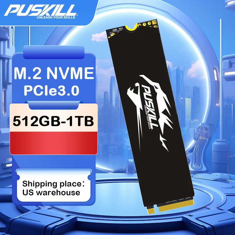 PUSKILL PCIe3.0 NVMe SSD M.2 1TB 512GB M2 2280 Hard Disk Internal Solid State Drive Disk for Laptop Desktop