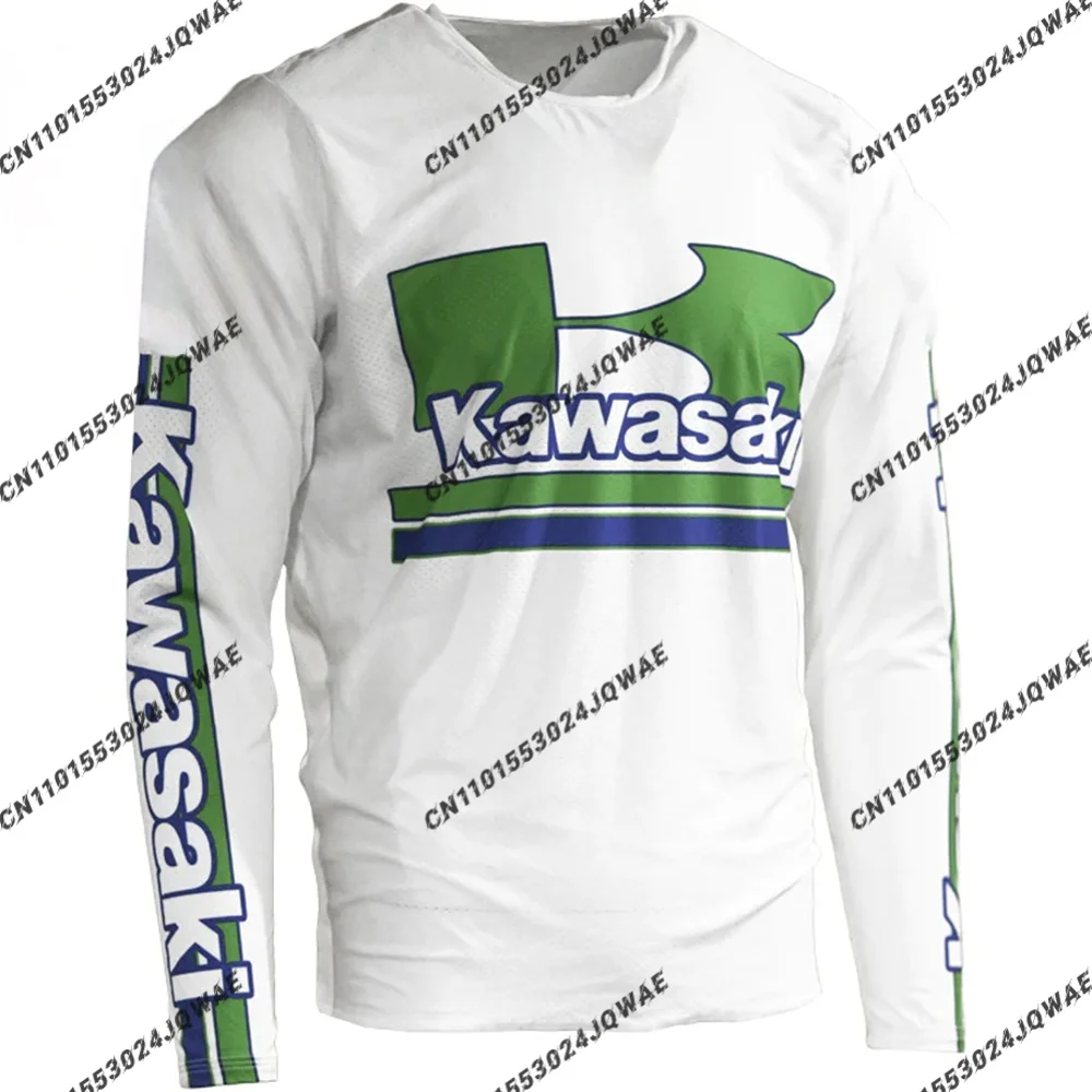 

Kawasaki New 3D Mesh Breathable Quick Drying Cycling Suit For Men And Women Oversized Motorcycle Racing Long Sleeved T-Shirt