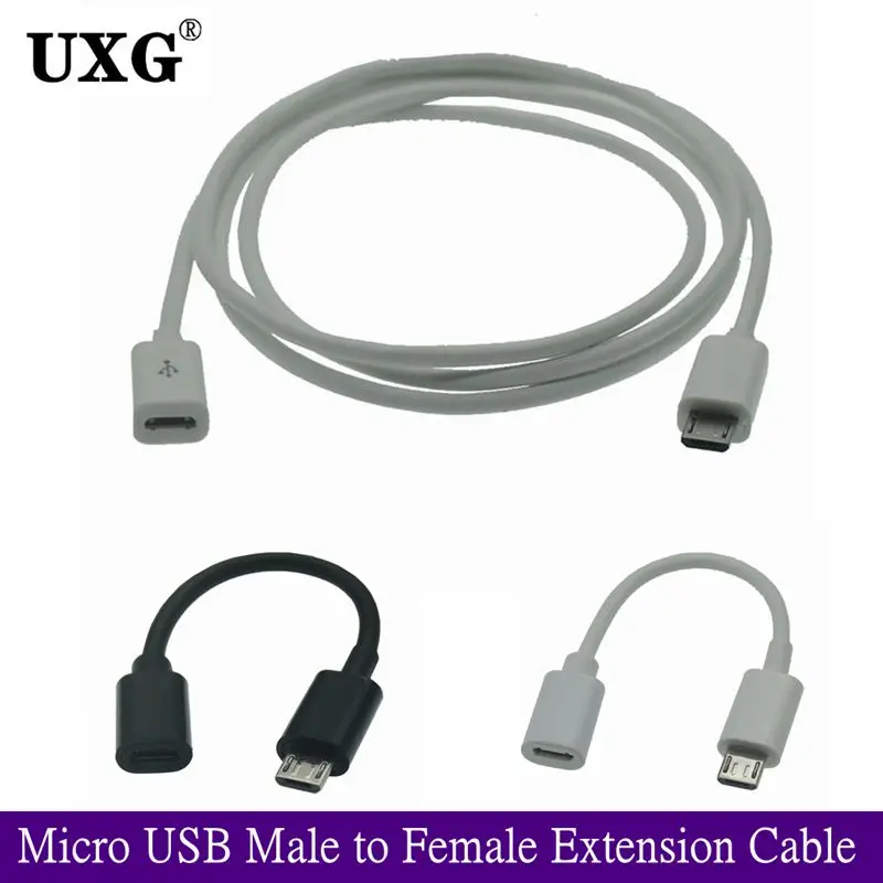 Pełne połączenie 5Pin Micro USB męski na żeński USB2.0 krótkie ładowanie danych kabel OTG konwerter przedłużacz 10cm 25cm 1.5m 2m