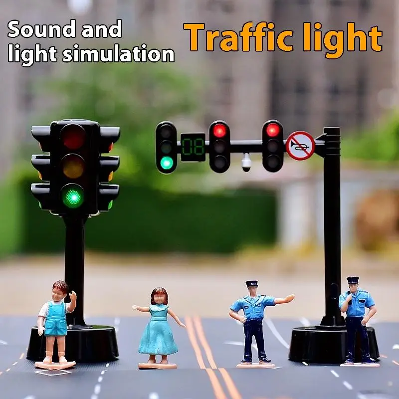 1 مجموعة أضواء التوقف نموذج الأطفال الصغار تعليم السلامة إشارة المرور ألعاب ألغاز الملحقات المشهد علامة طريق مع الضوء والصوت #1