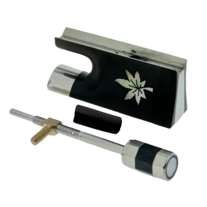 1 Set Beautiful Violin Bow Frog&Button Ebony Wood Inaly Shells,Copper Mounted,Violin Bow Parts