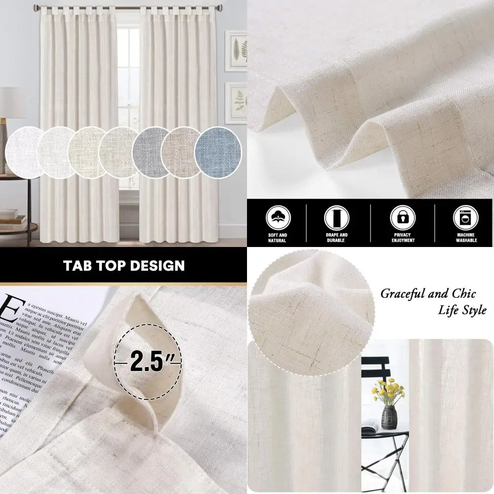 

Полупрозрачные занавески из смесового льна для гостиной — мягкий, насыщенный материал с дизайном вкладки