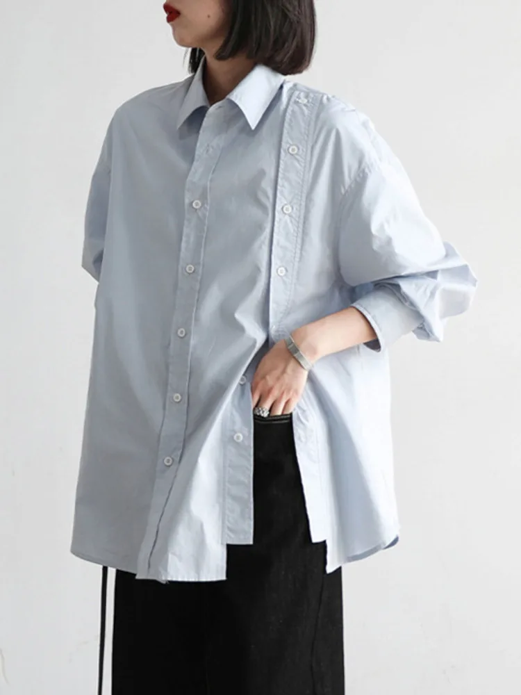 KWTX 2025 Spring Summer Designer Minimalist Blouse Women’s Irregular Plain Lightweight Elegant Chic High Quality Fashion Tops