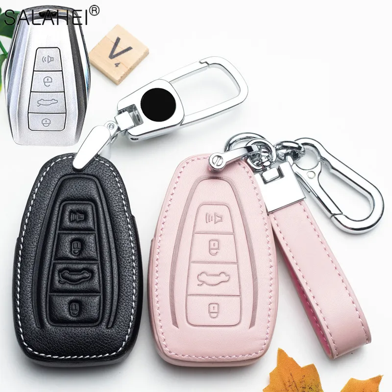 

Leather Car Key Fob Case For Geely Atlas Boyue NL3 EX7 Emgrand X7 EmgrarandX7 GS X6 SUV EC7 SUV GT GC9 Borui SUV GT Azkarra FY11