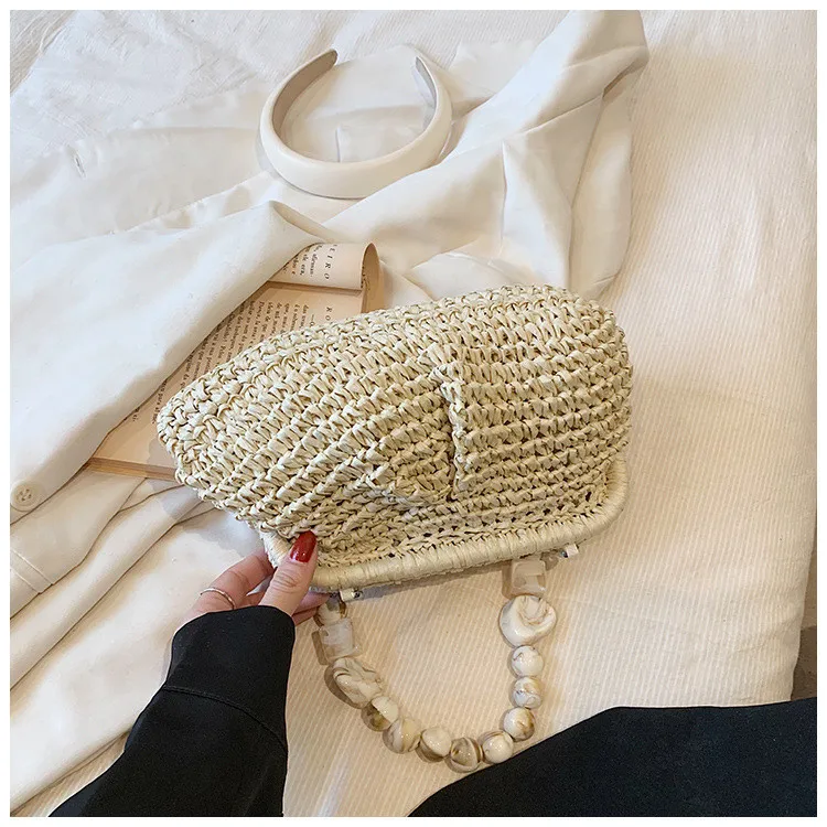 2024 Straw Dumpling Clutch Bag Woven Straw Tote Straw Clutch Purse Women Summer Beach Bag Wicker Clutch Straw Purses For Women