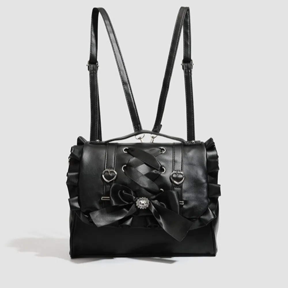 Casual Tie Bow Backpack Large Capacity Y2k Ballet Style Shoulder Bag Handbag Bowknot School Bag Students