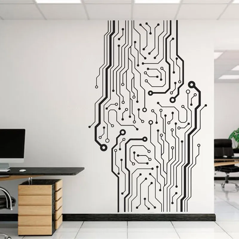 

Circuit Board Technology Wall Stickers Game Room Computer IT Science Wall Stickers Office Software Company Decor Vinyl Decals 18