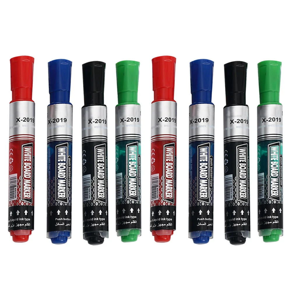 

8Pcs Erasable Whiteboard Markers Black Red Blue Waterproof Smooth Writing Pens for Whiteboard Glass Paper Plastic
