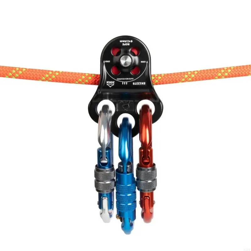  Aluminum Alloy Rock Climbing Pulley with 3 Hole Side Plate for Outdoor Sports
