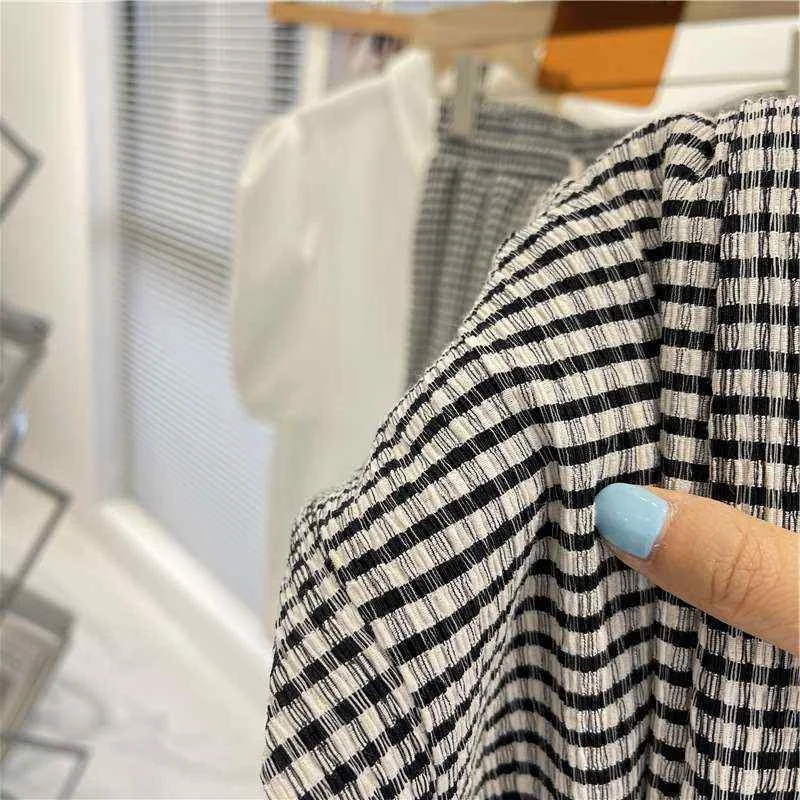 Pantaloni casual plissettati scozzesi bianchi Bla da donna a vita alta gamba larga misto cotone vestibilità comoda coreano Sle Spring Faion