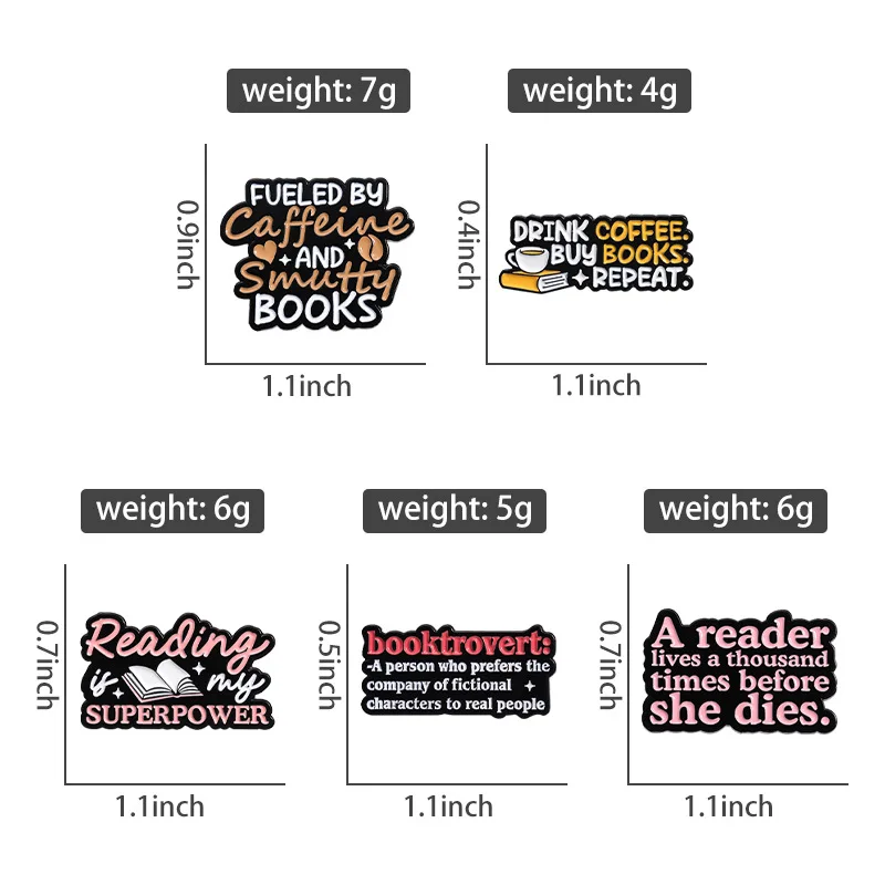 Repeat Drink Coffee and Buy Books Enamel Pins Reading Superpower Book Lover Brooch Lapel Backpack Metal Badge Jewelry Gift