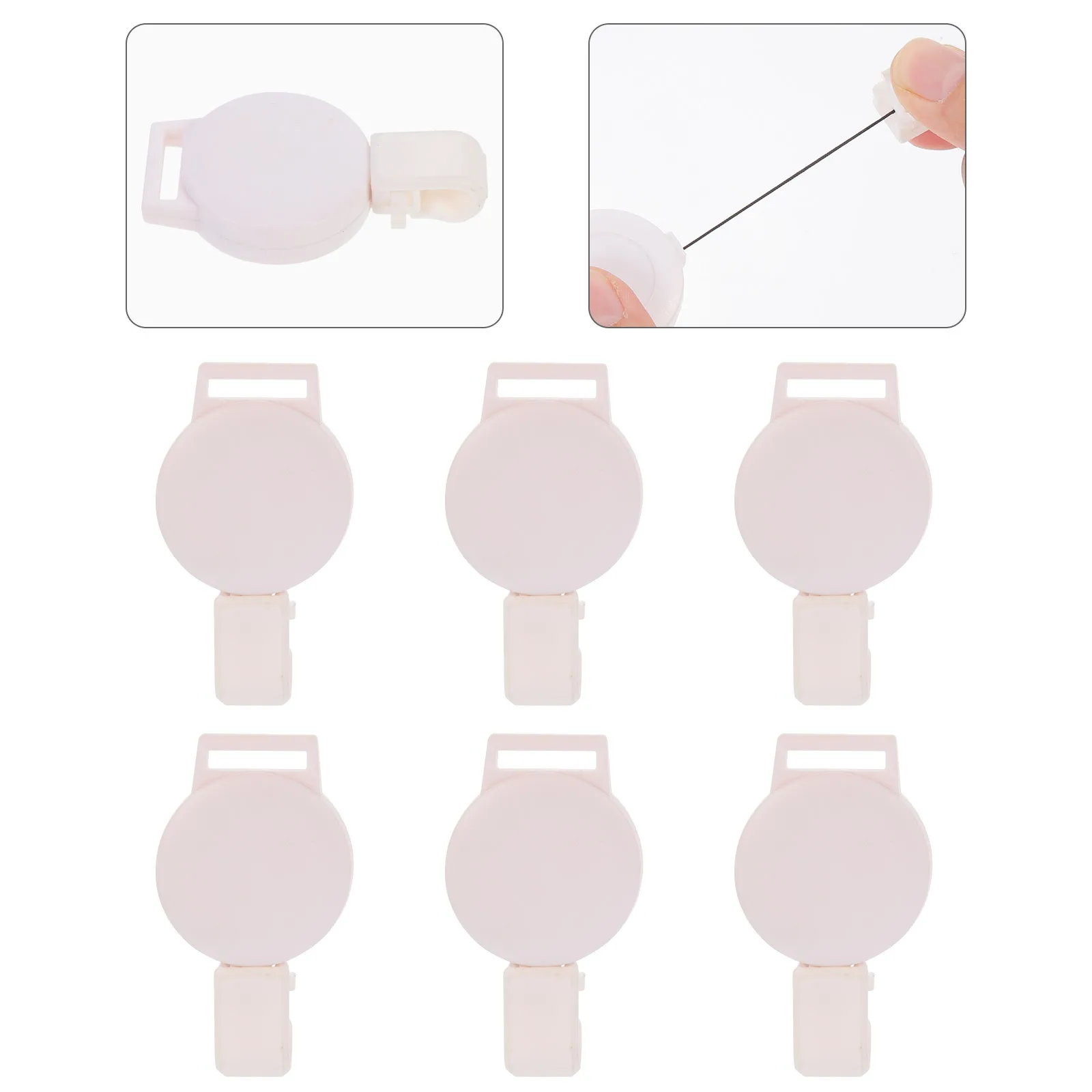 

6Pcs Plastic Badge Reel Retractable Id Holder Wear-Resistant Portable for Employees Factory Workers Outdoor Enthusiast Badge