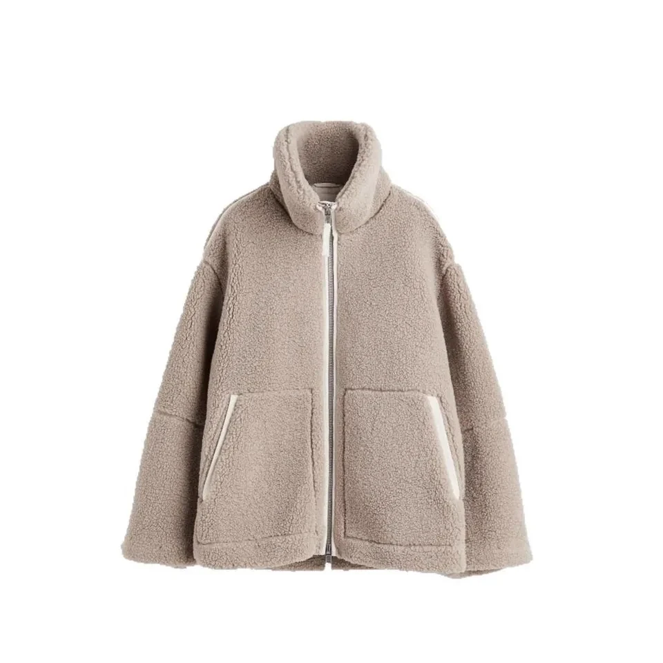 

2026 Autumn Winter New Women Fleece Coat Stand Collar Diagonal Pocket Zip Up Top Warm Thickened Versatile Outerwear