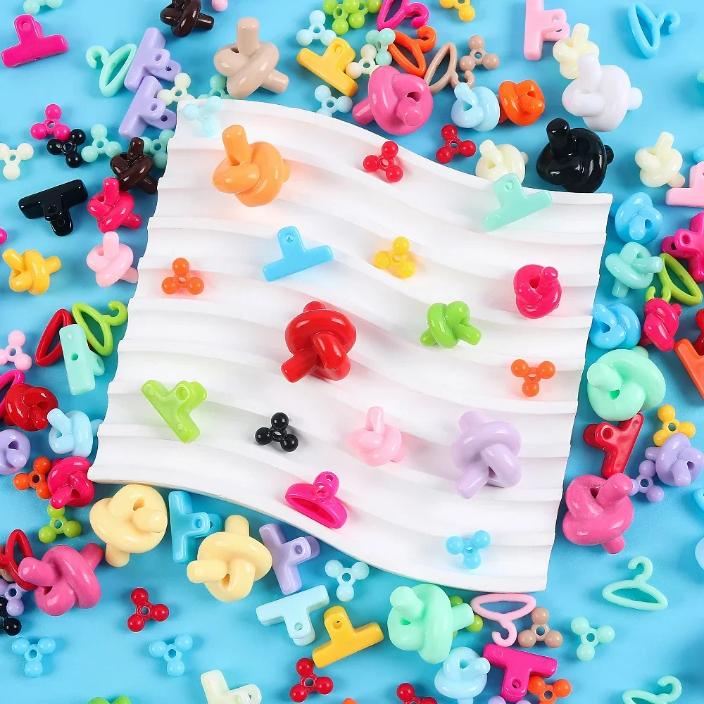 5pcs Mixed color Rope knot hanger Shape Beads Random Acrylic Beads For Jewelry Making DIY Accessories for Handmade Bracelets