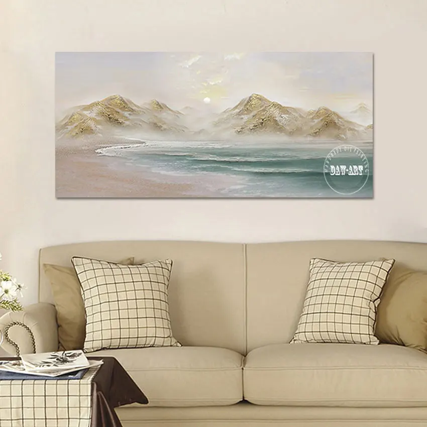 

Lakes 3d Beautiful Picture Scenery Linen Canvas Handmade Oil Paintings Frameless Beautiful Mountain Abstract Wall Art Drawing