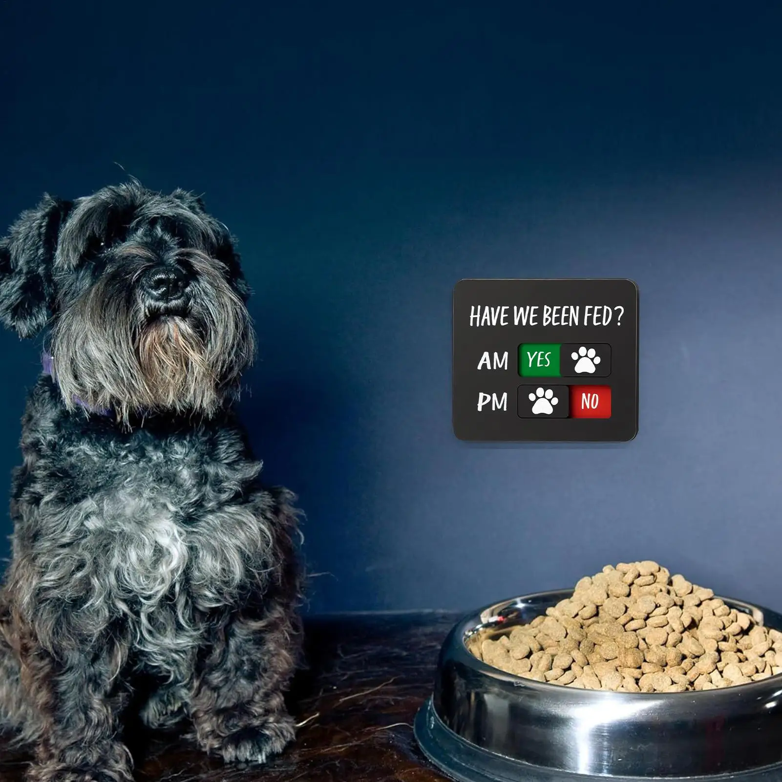 Dog Fed Sign Magnetic Acrylic Pet Supplies 2-Meals Cat Feed Indication Charts for Food Home Apartment Kitchen Door Daily Wall