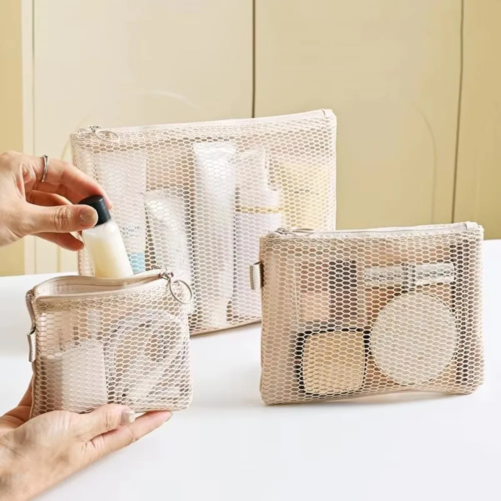 Versatile Double Zipper Mesh Organizer Pouch Polyester Multi-size Storage Pouch Dual-Layer Cable Organizer Bag Cables Chargers