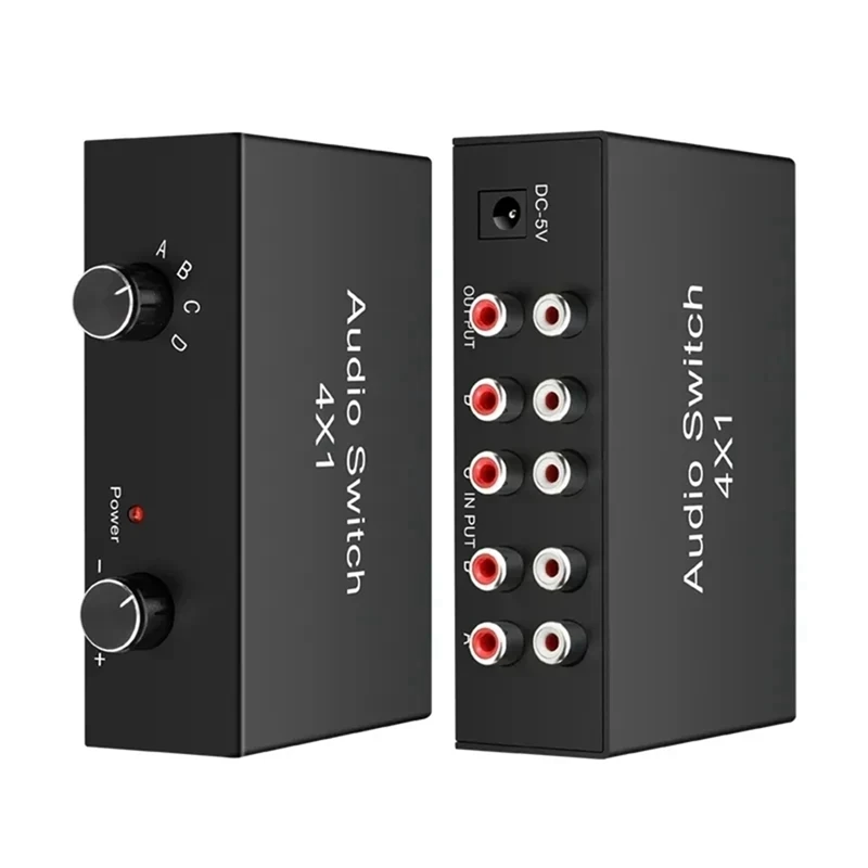 【Superdeals】4 Way L/R Stereo Audio Switch 4 In 1 Out RCA Audio Switcher Sound Channel Audio Switch Selector For DVD Speaker Play