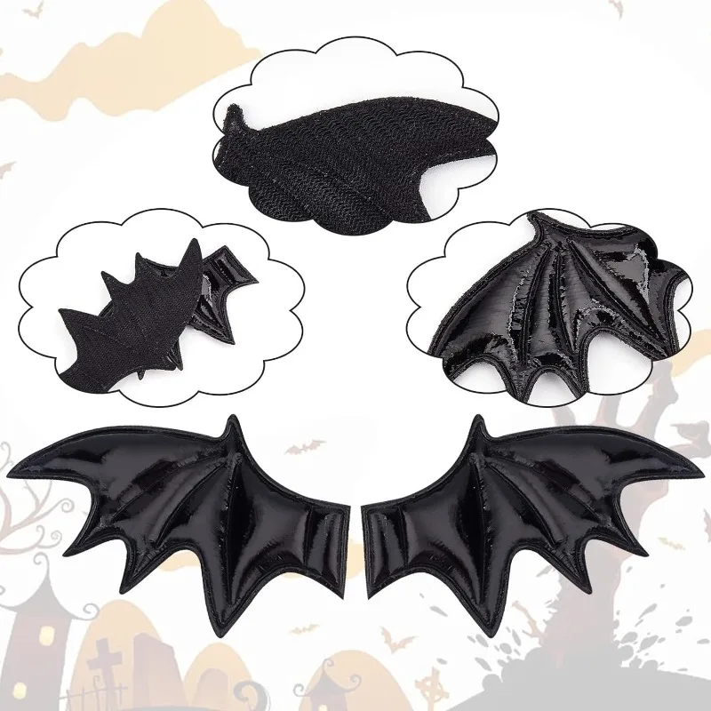 40PCS Leather Halloween Bat Wings DIY Crafts Bat Wing Spooky Bats Halloween Decorations for Hair Ornament & Costume Accessory